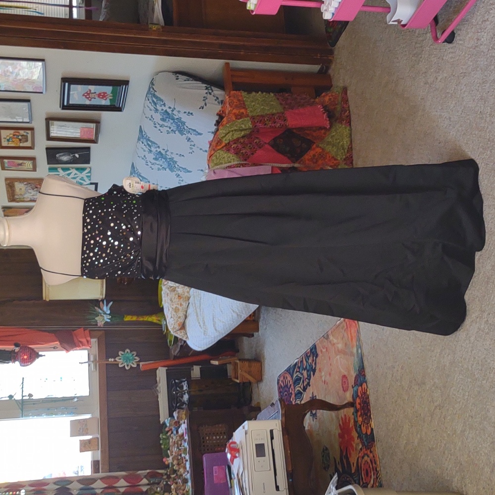 NOS JUMP APPAREL black Tool Sequence Sash Full Length Formal Dress Plus Sz 18W - Picture 2 of 12
